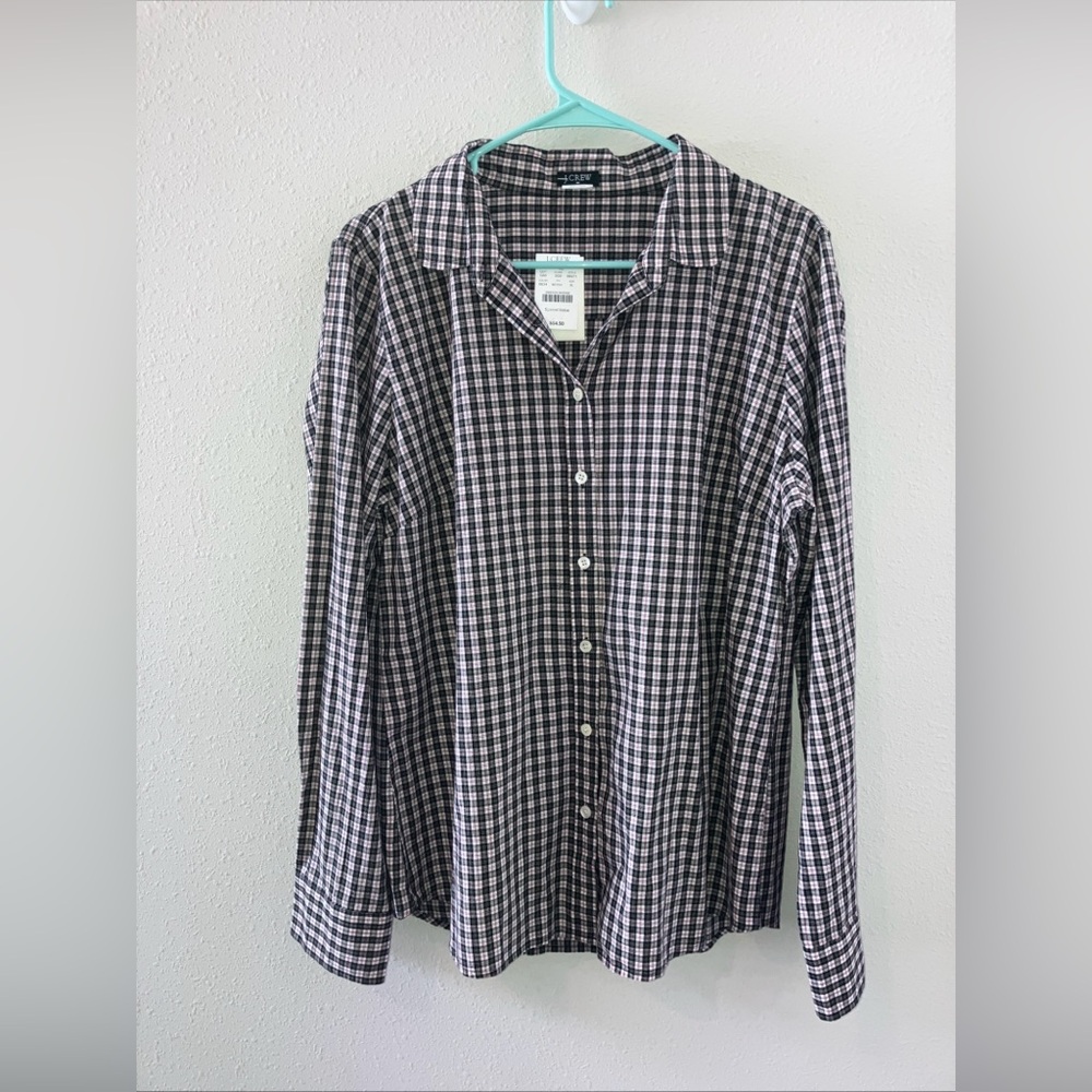 J Crew Women’s Shirt Plaid Button Down Size XL